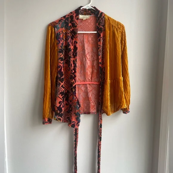 Anthropologie Velvet Patchwork Wrap Top by Moulinette Soeurs - Picture 5 of 16